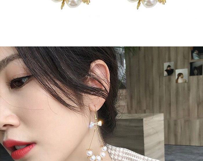 Fashion Golden Diamond-studded Pearl Butterfly Combined With Gold Earrings,Drop Earrings