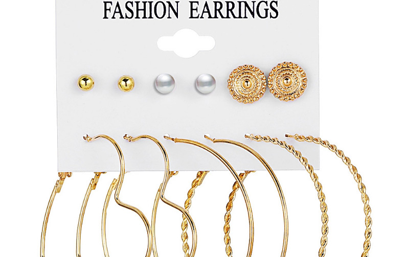 Fashion Golden Pearl Love Twist Circle Stud Earrings Set,Jewelry Sets