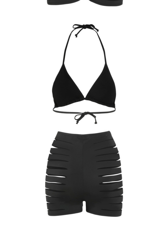 Fashion Black Plain Cut Hollow Swimsuit,Bikini Sets