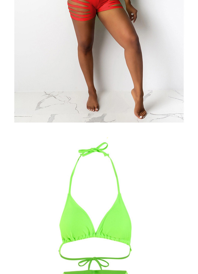 Fashion Green Plain Cut Hollow Swimsuit,Bikini Sets