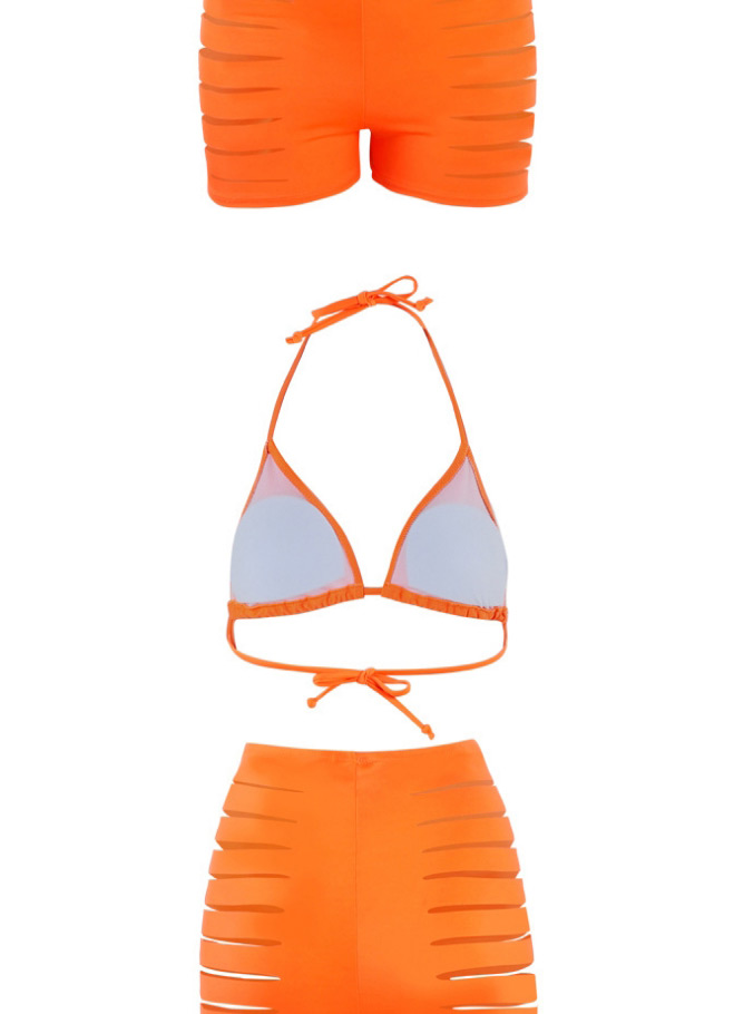 Fashion Orange Plain Cut Hollow Swimsuit,Bikini Sets