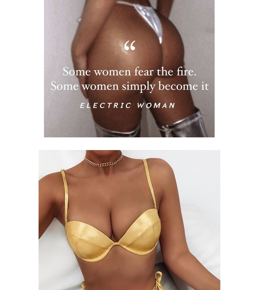 Fashion Golden Bronzing Hard Bag Tether Knotted Split Swimsuit,Bikini Sets
