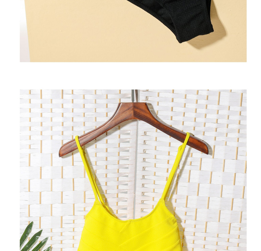 Fashion Black Strap Stitching High Waist Split Swimsuit,Bikini Sets