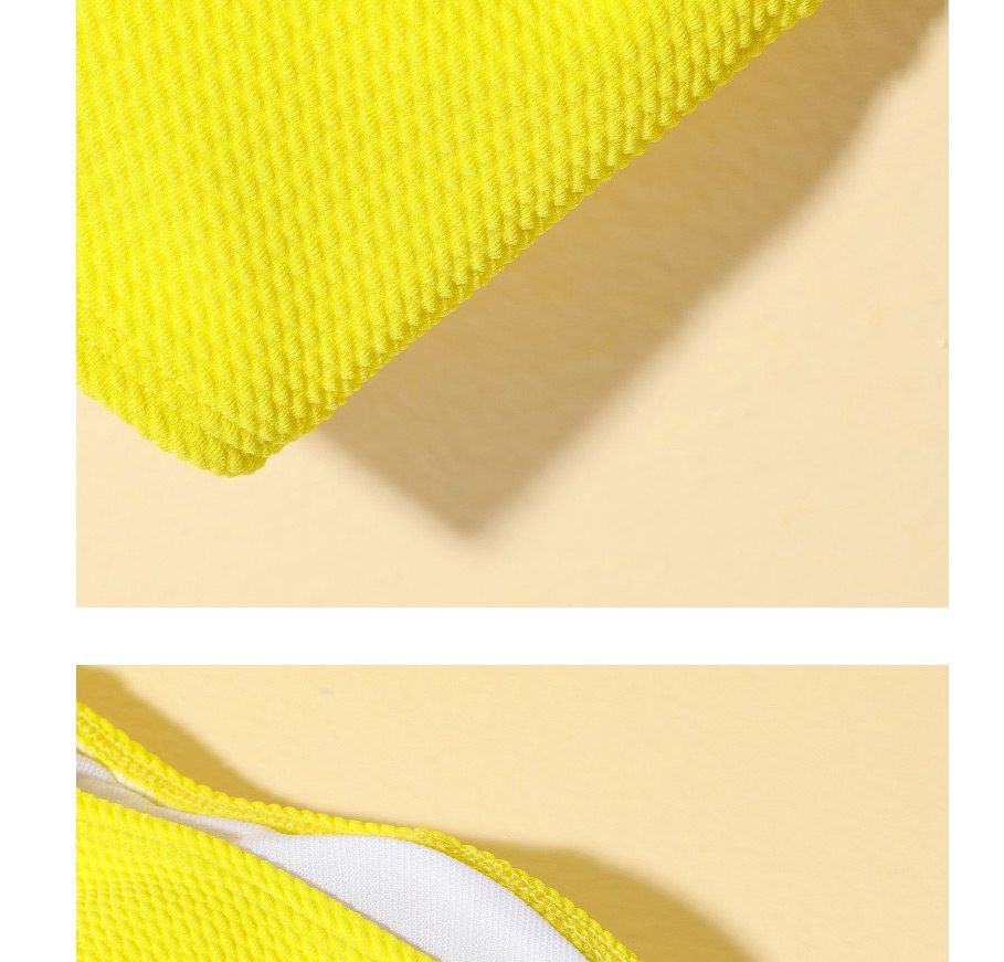 Fashion Yellow Strap Stitching High Waist Split Swimsuit,Bikini Sets