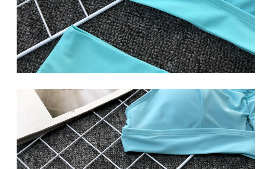 Fashion Lake Blue Tank Top Stitching Mid-length Trousers Split Swimsuit,Bikini Sets