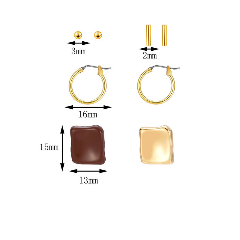 Fashion Golden Alloy Geometric Asymmetric Earrings Set,Jewelry Sets