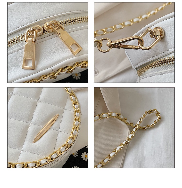 Fashion White Chain Round Diamond Single Shoulder Crossbody Bag,Shoulder bags