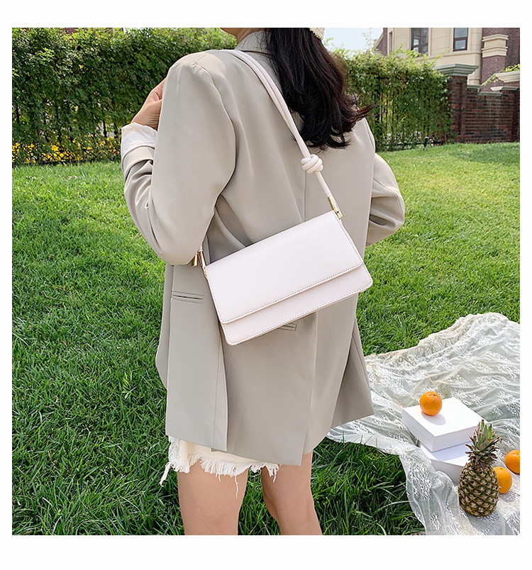Fashion White Solid Color Flip Shoulder Bag,Shoulder bags