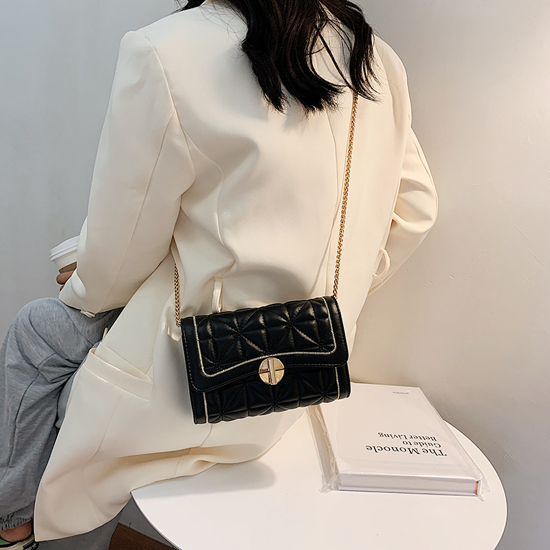 Fashion Black Chain Embroidered Thread Shoulder Bag,Shoulder bags
