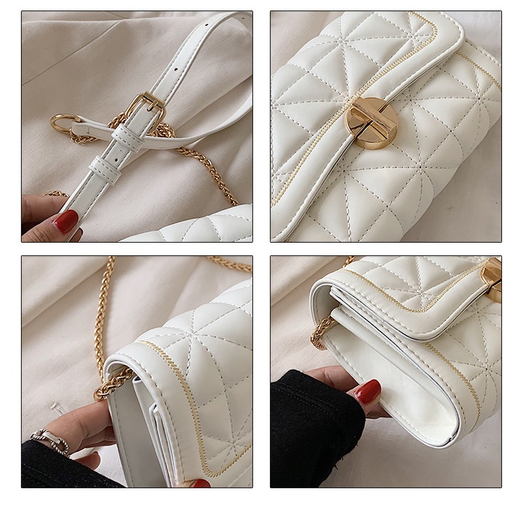 Fashion Creamy-white Chain Embroidered Thread Shoulder Bag,Shoulder bags