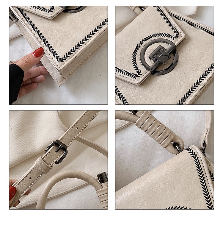 Fashion Coffee Color Shoulder Crossbody Bag With Embroidery Thread Lock,Shoulder bags