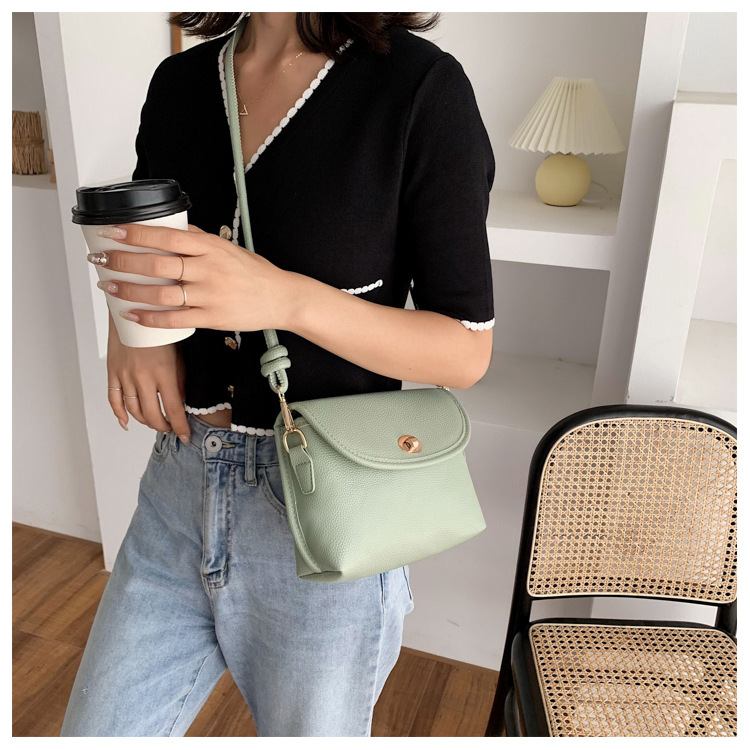 Fashion Green Solid Color Shoulder Messenger Bag With Flip Lock,Shoulder bags