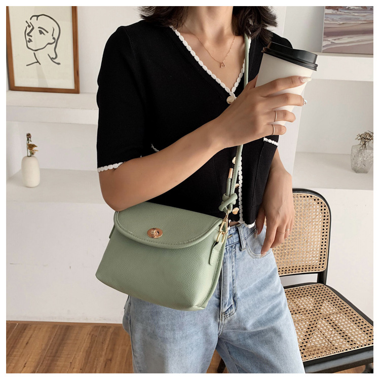 Fashion Green Solid Color Shoulder Messenger Bag With Flip Lock,Shoulder bags