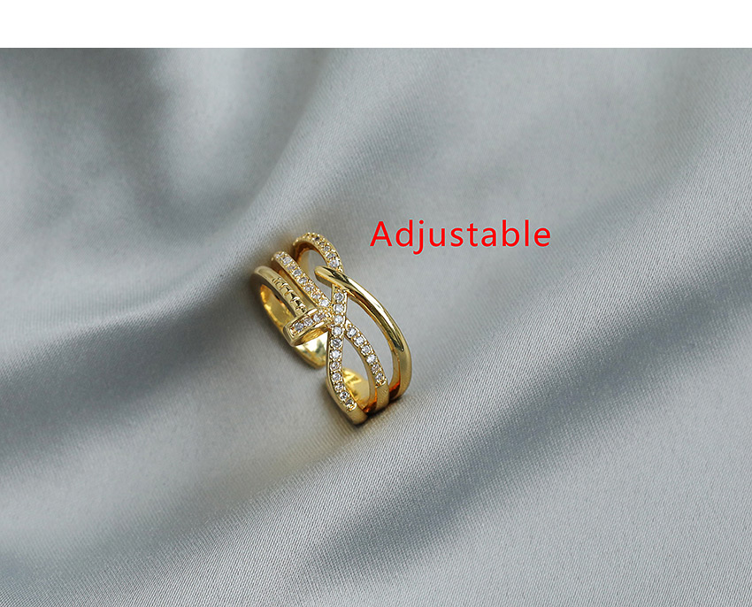 Fashion Golden Copper Inlaid Zircon Geometric Ring,Fashion Rings