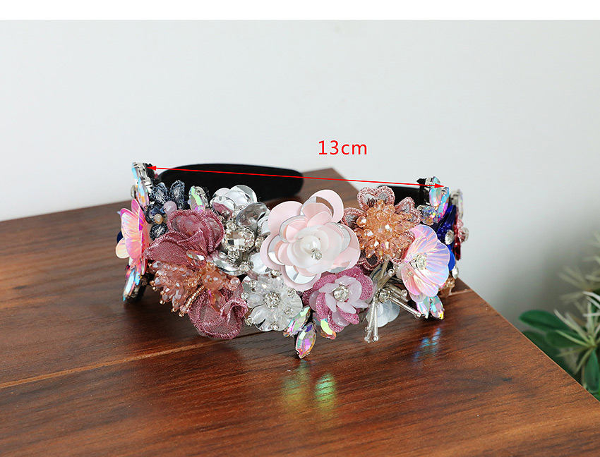 Fashion Color Fabric Resin Sequins Flower Headband,Head Band