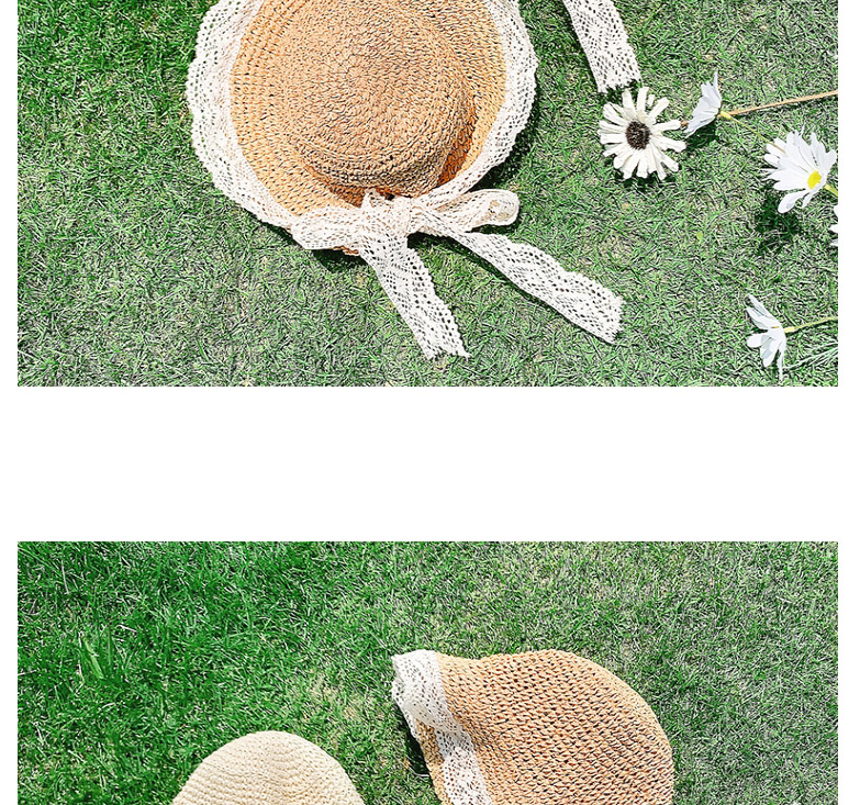 Fashion Khaki One Size 2 To 7 Years Old Folded Straw Lace Tether Children Sun Hat,Sun Hats