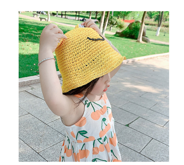 Fashion Pink Straw Frog Shade Sun Hat For Children,Sun Hats