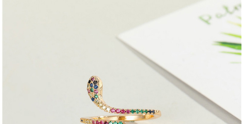 Fashion Gold Snake Ring Zircon Plated True Gold And Diamond Serpentine Opening Bracelet Ring,Fashion Rings