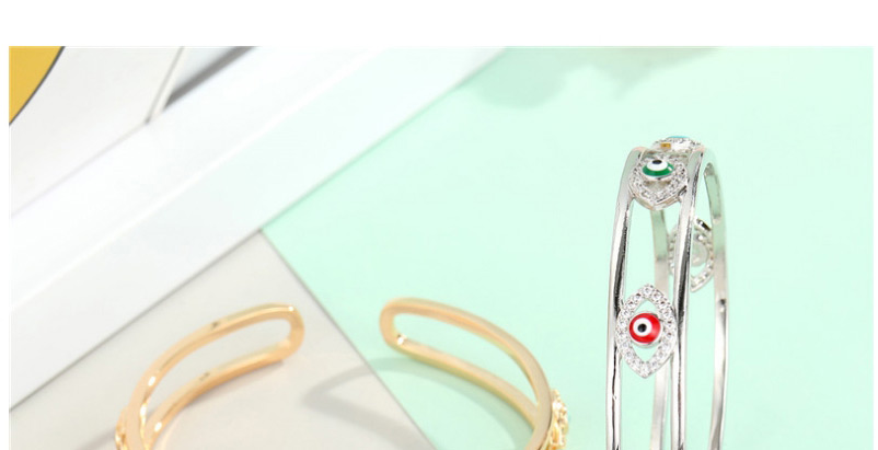 Fashion Silver Genuine Gold-plated Diamond-set Eyes Drop Bracelet,Fashion Bangles