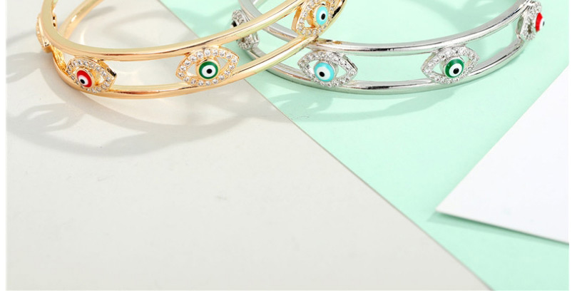 Fashion Silver Genuine Gold-plated Diamond-set Eyes Drop Bracelet,Fashion Bangles