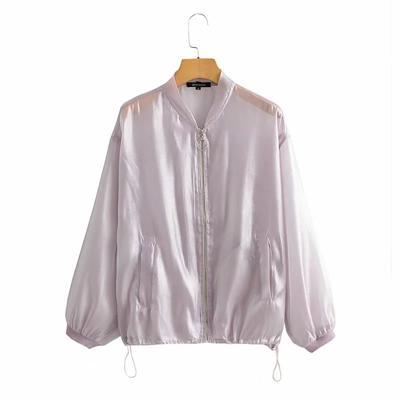 Fashion Pink Translucent Flight Jacket Solid Color Sun Protection Clothing,Sunscreen Shirts