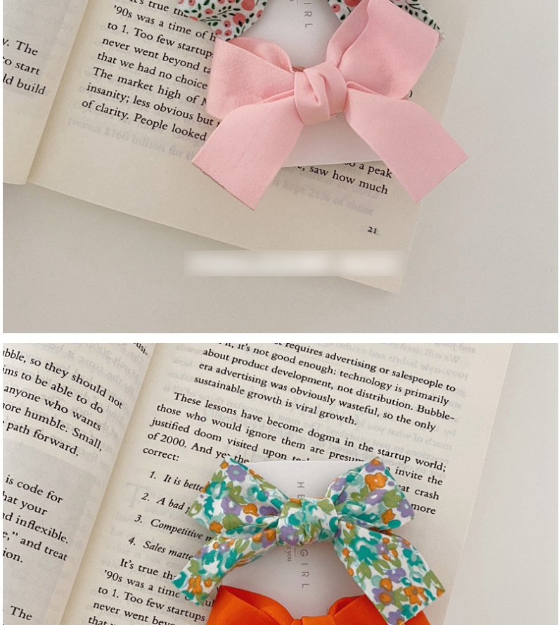 Fashion Pink Bow Broken Floral Bowknot Hand-made Fabric Card,Hairpins