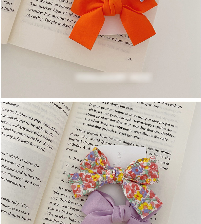 Fashion Orange Bow Broken Floral Bowknot Hand-made Fabric Card,Hairpins