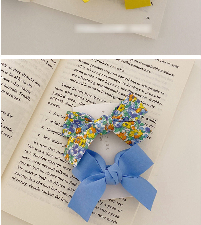 Fashion Blue Bow Broken Floral Bowknot Hand-made Fabric Card,Hairpins
