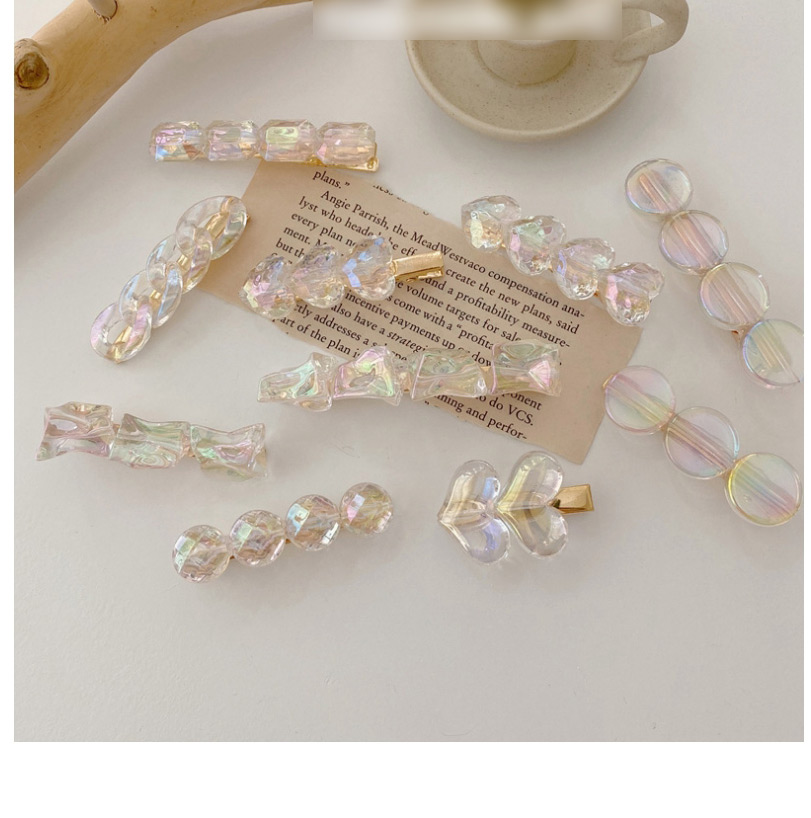Fashion Sliced ??love-3 Dream Laser Transparent Ice Cube Hairpin,Hairpins