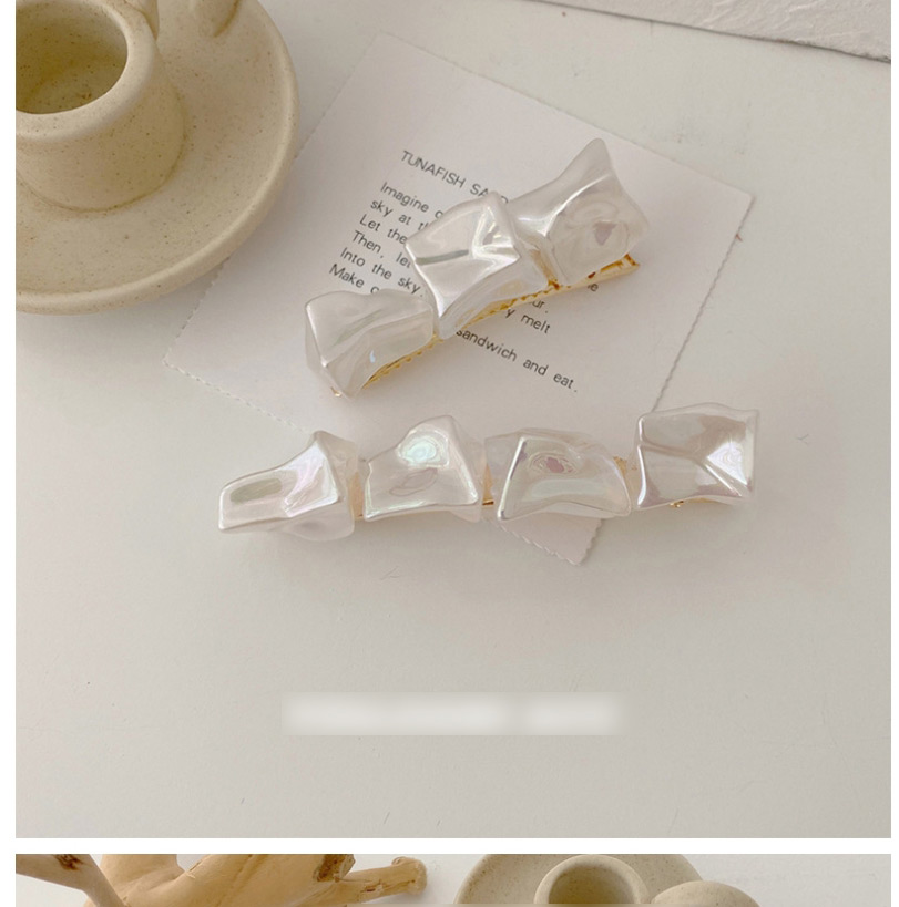 Fashion Porcelain White Stone Block-3 Dream Laser Transparent Ice Cube Hairpin,Hairpins