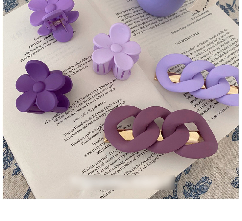 Fashion Flower Grabber-deep Purple Purple Twist Chain Flower Grabber Hairpin,Hair Claws