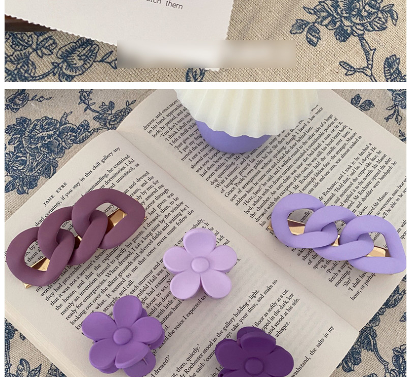 Fashion Flower Grabber-light Purple Purple Twist Chain Flower Grabber Hairpin,Hair Claws