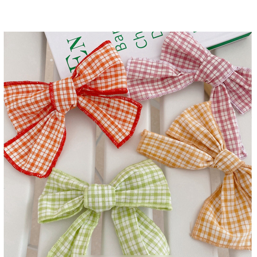 Fashion 【hairline】yellow Small Bow Plaid Bow Fabric Hairpin Hairpin,Hair Ring
