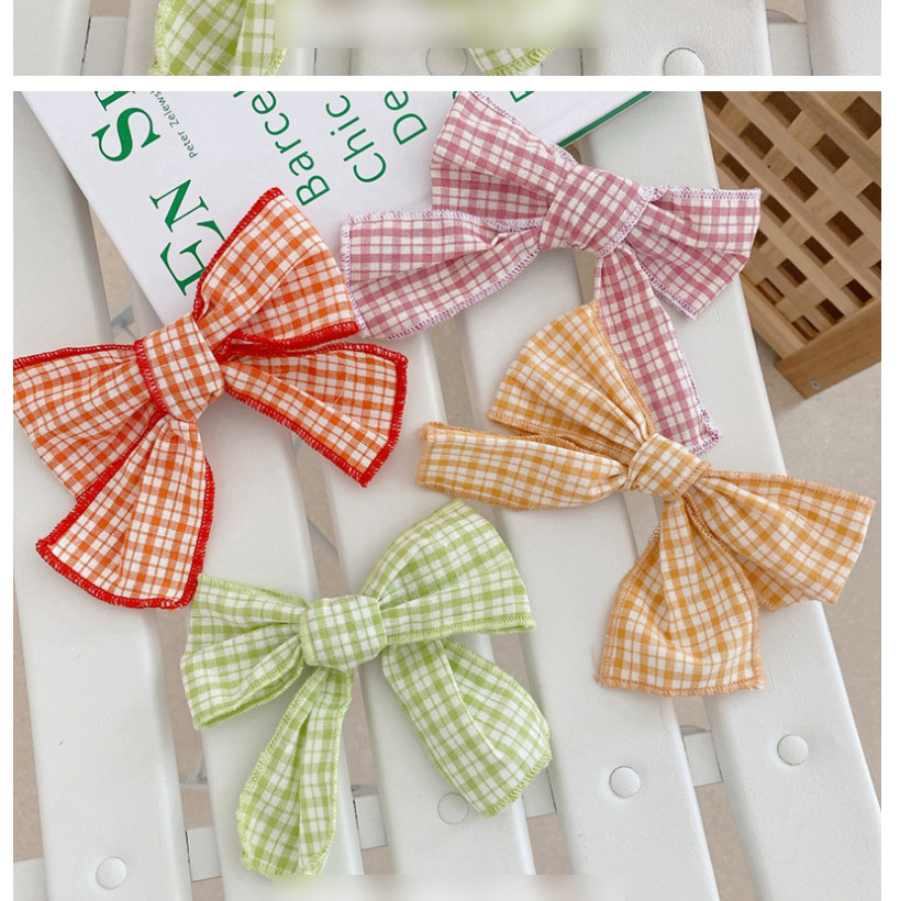 Fashion 【hairline】yellow Small Bow Plaid Bow Fabric Hairpin Hairpin,Hair Ring