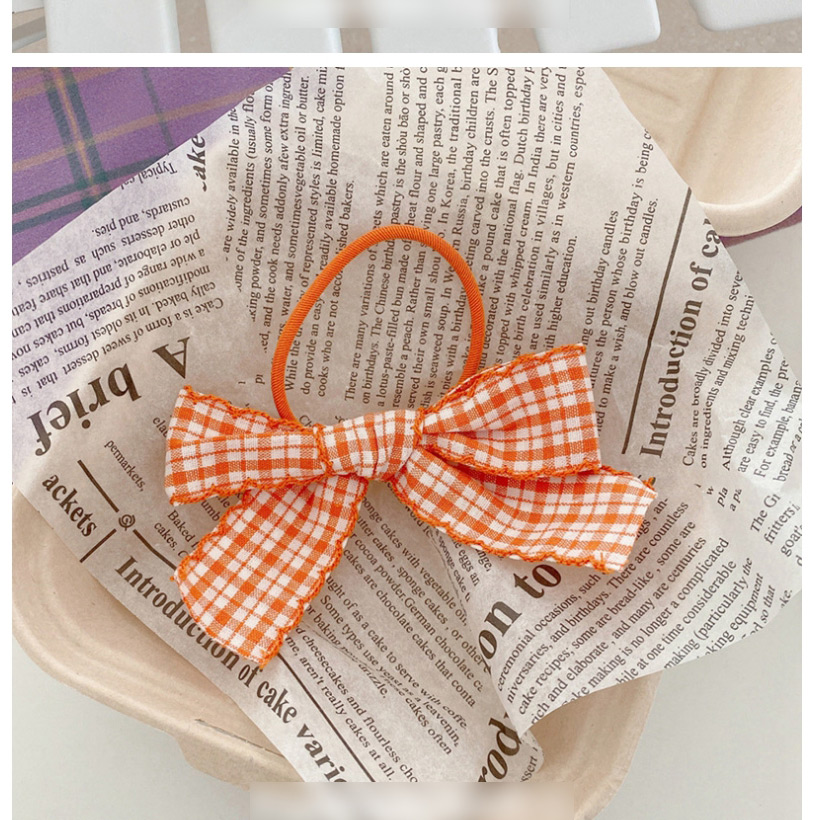 Fashion 【hairline】small Orange Bow Plaid Bow Fabric Hairpin Hairpin,Hair Ring
