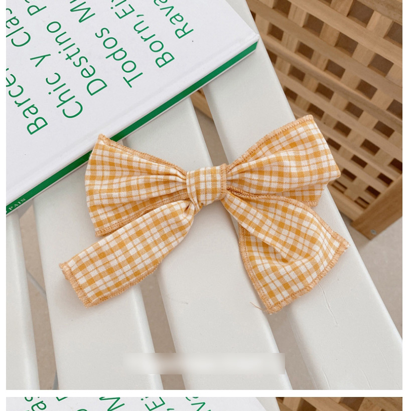 Fashion [hairpin] Large Yellow Bow Plaid Bow Fabric Hairpin Hairpin,Hairpins