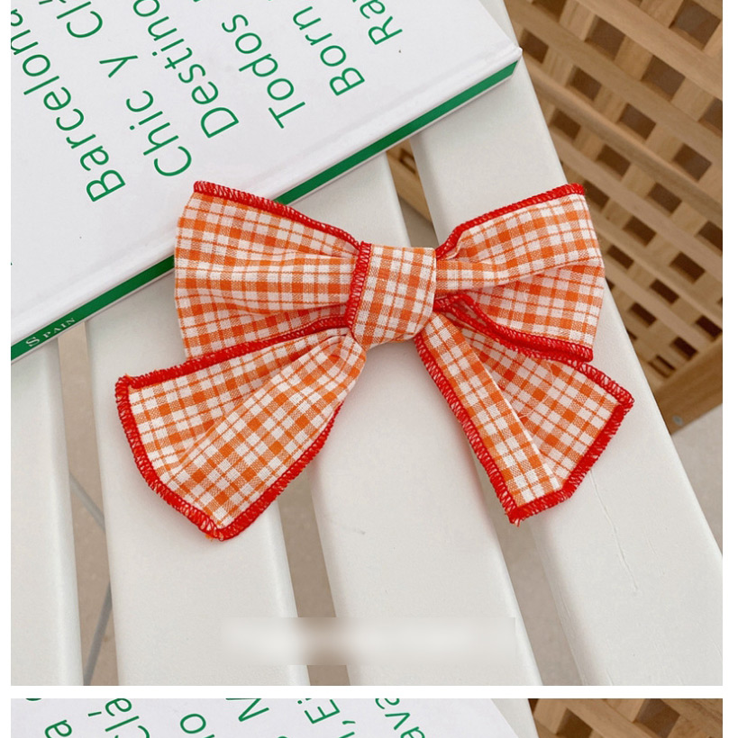 Fashion 【hairline】small Orange Bow Plaid Bow Fabric Hairpin Hairpin,Hair Ring
