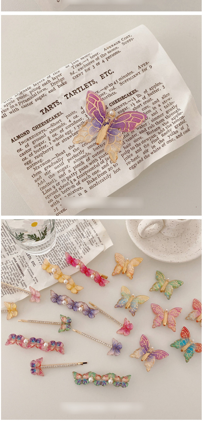 Fashion Three Butterflies-purple Colorful Butterfly Rhinestone Clip,Hairpins