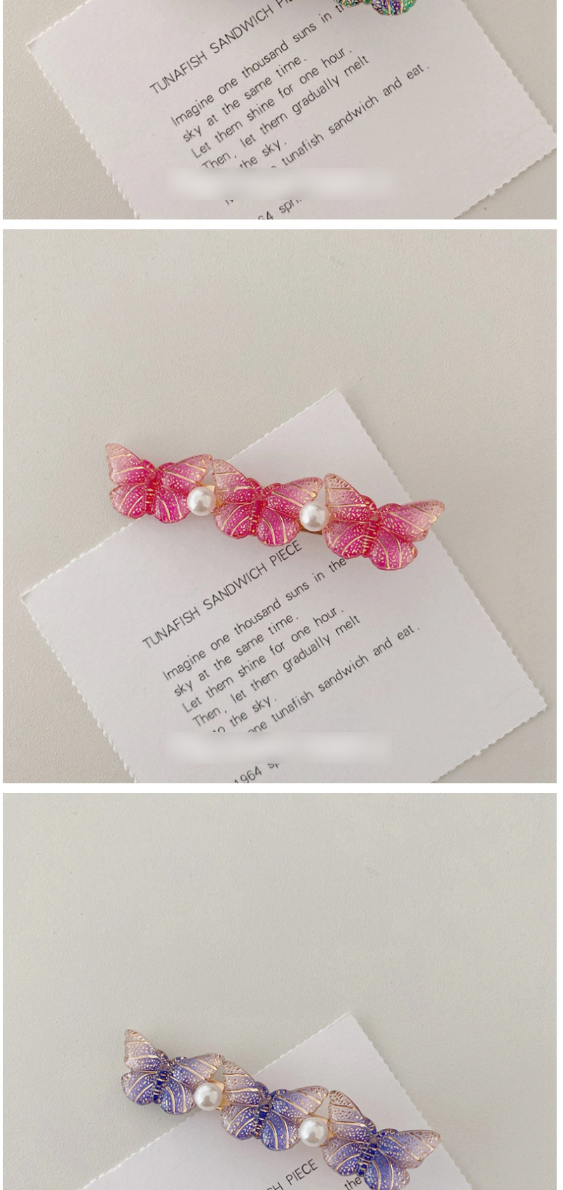 Fashion Single Butterfly-light Pink Colorful Butterfly Rhinestone Clip,Hairpins