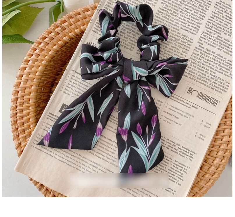 Fashion Black Tulip Floral Bow Hair Band,Hair Ring