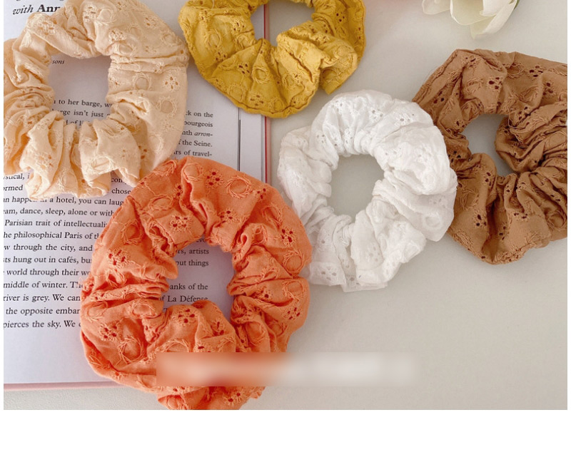 Fashion Coffee Color Cotton Hollow Flower Solid Color Hair Tie,Hair Ring