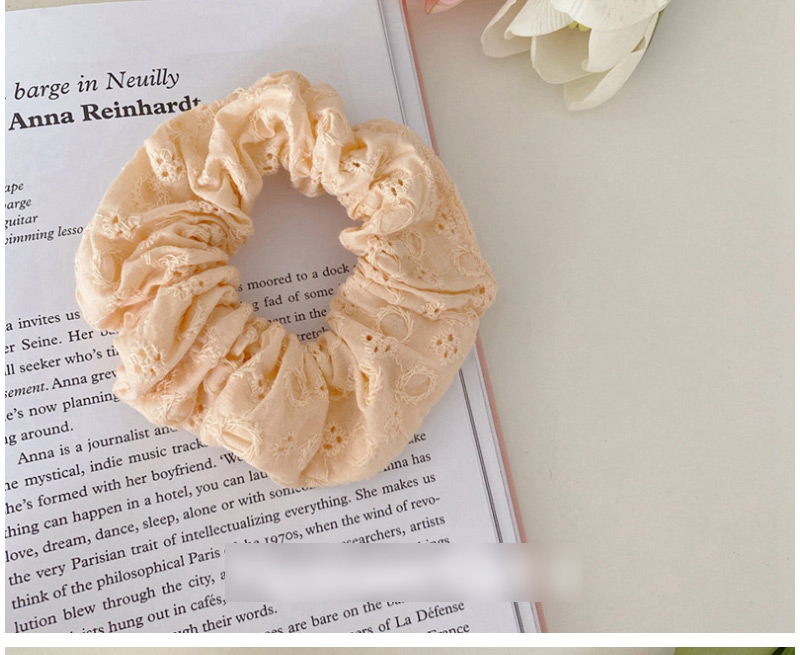 Fashion Beige Cotton Hollow Flower Solid Color Hair Tie,Hair Ring