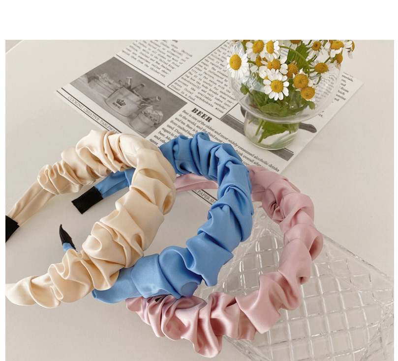 Fashion Blue Simulated Silk Pleated Satin Color Headband,Head Band