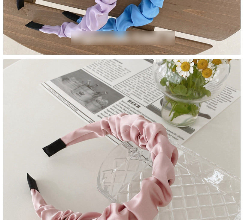 Fashion Beige Simulated Silk Pleated Satin Color Headband,Head Band