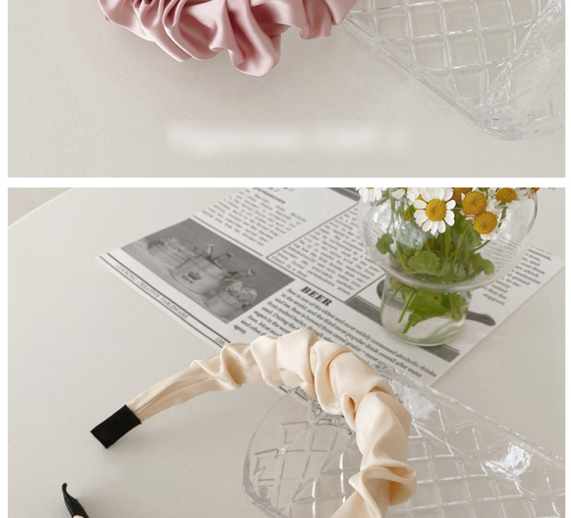 Fashion Pink Simulated Silk Pleated Satin Color Headband,Head Band