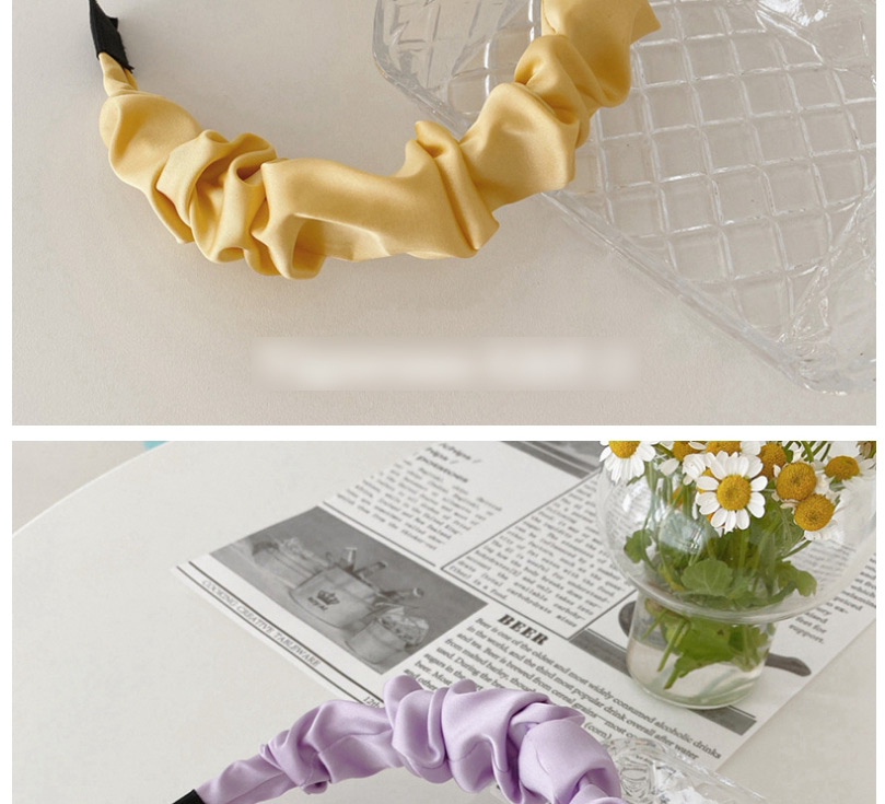 Fashion Yellow Simulated Silk Pleated Satin Color Headband,Head Band