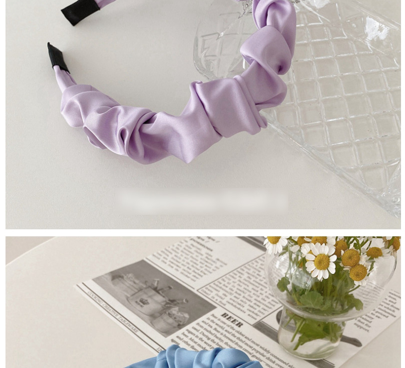 Fashion Purple Simulated Silk Pleated Satin Color Headband,Head Band