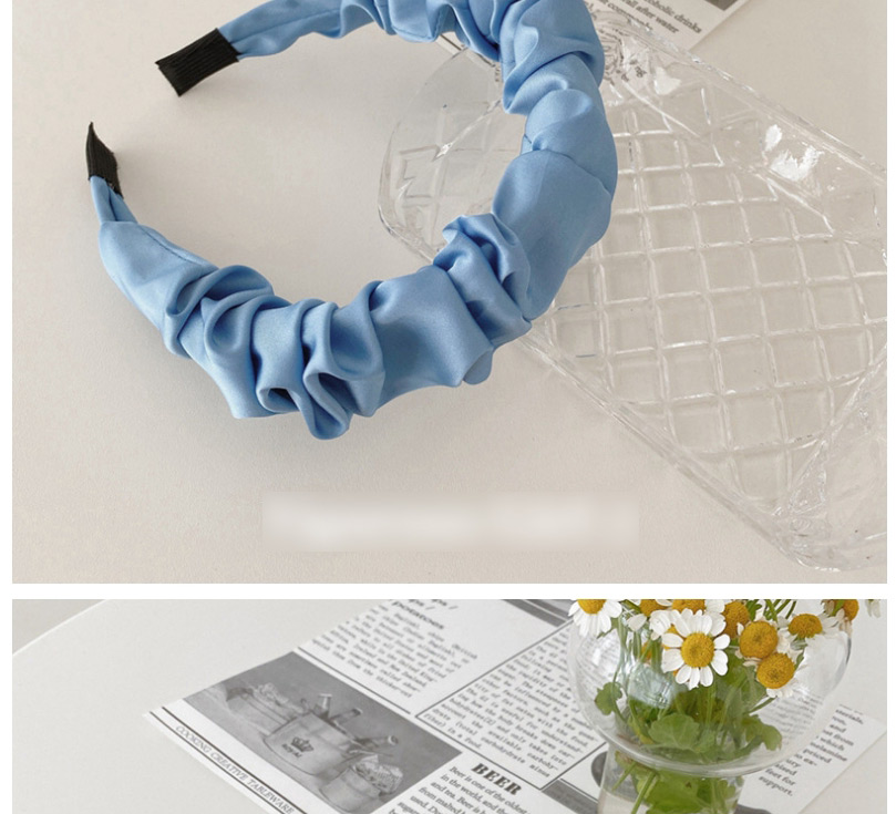 Fashion Blue Simulated Silk Pleated Satin Color Headband,Head Band