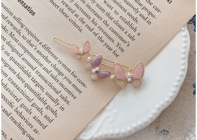 Fashion Pink Butterfly Oil Drop Hairpin,Hairpins