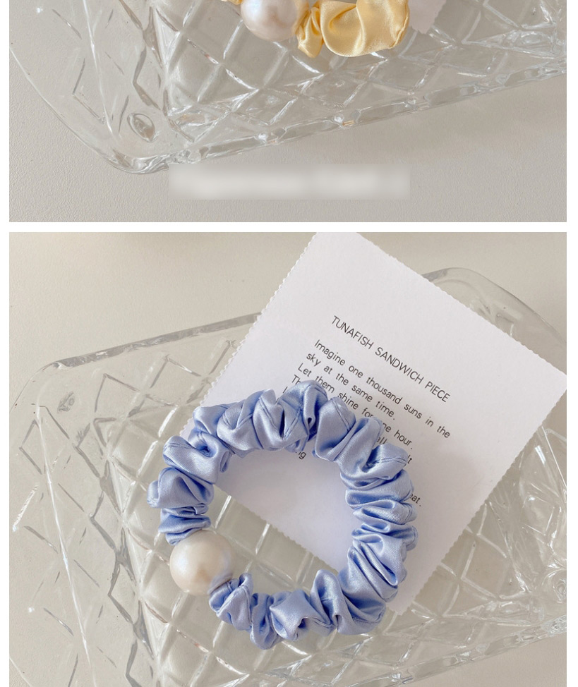 Fashion Blue Gray Pearl Satin Hair Rope,Hair Ring